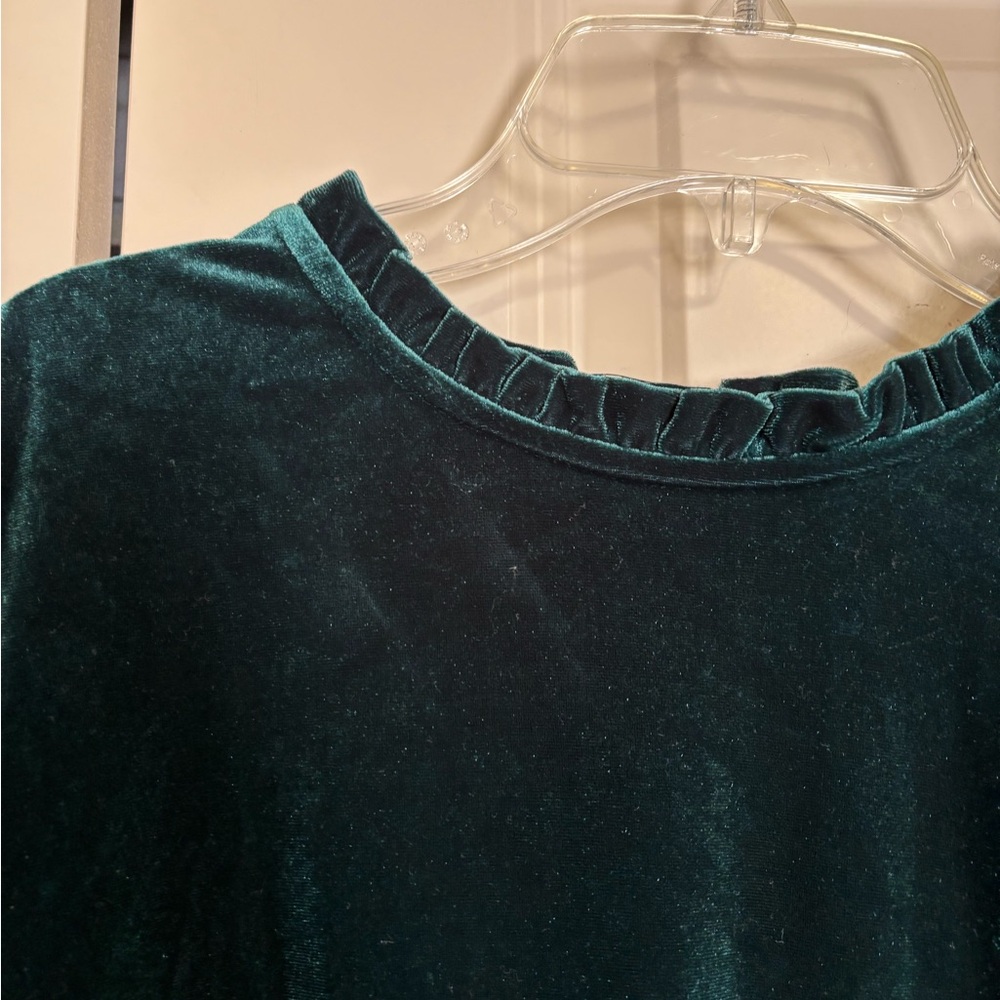 NWT CeCe Velvet Puff Sleeve Blouse - Teal sz L - Picture 7 of 11